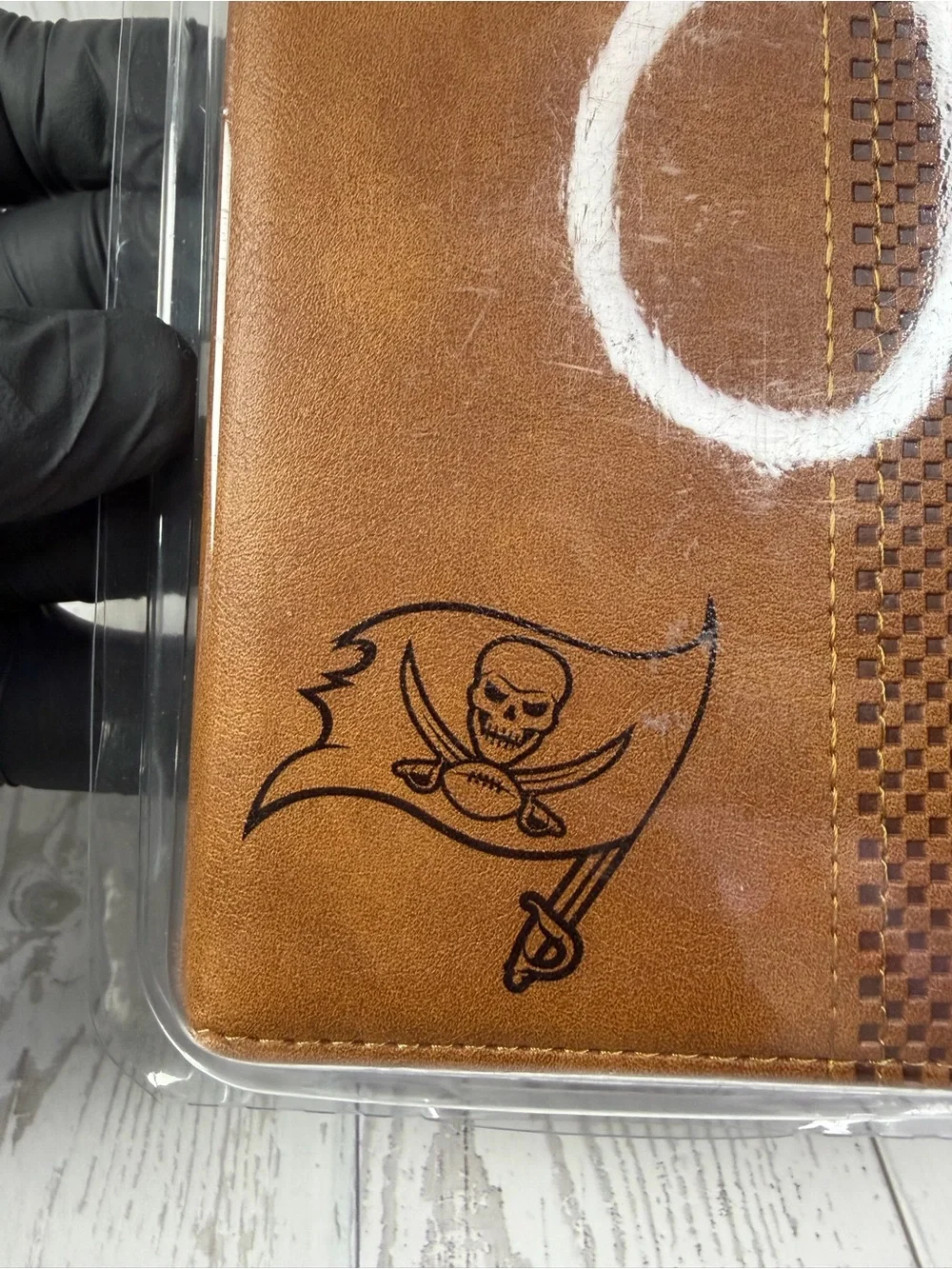 iPhone 11 Pro MAX NFL Brown Folio Phone Case with Tampa Bay Buccaneers Emblem